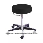 Cardinal Health™ Pneumatic Height Adjustable Exam Stool, Backless, Black with Seamless Upholstery