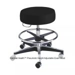 Cardinal Health™ Pneumatic Height Adjustable Exam Stool, Backless, Black with Seamless Upholstery and Foot Rest