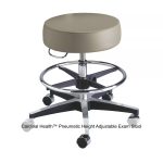 Cardinal Health™ Pneumatic Height Adjustable Exam Stool, Backless, Taupe with Seamless Upholstery and Foot Rest