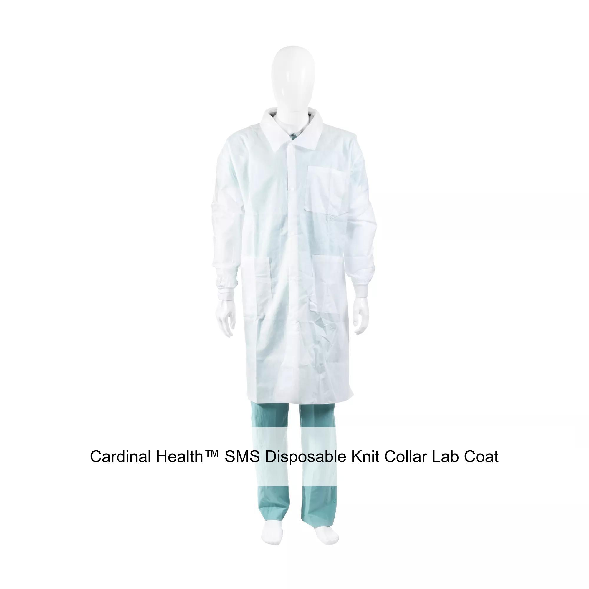 Cardinal Health™ SMS Disposable Knit Collar Lab Coat, White, 3-XLarge ...
