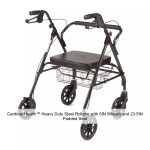 Cardinal Health™ Heavy Duty Steel Rollator with 5IN Wheels and 23.5IN Padded Seat, Black, 35-40IN, 400LB