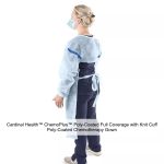 Cardinal Health™ ChemoPlus™ Poly-Coated Full Coverage with Knit Cuff Poly-Coated Chemotherapy Gown, Open-Back, Non-Sterile, Blue, Large