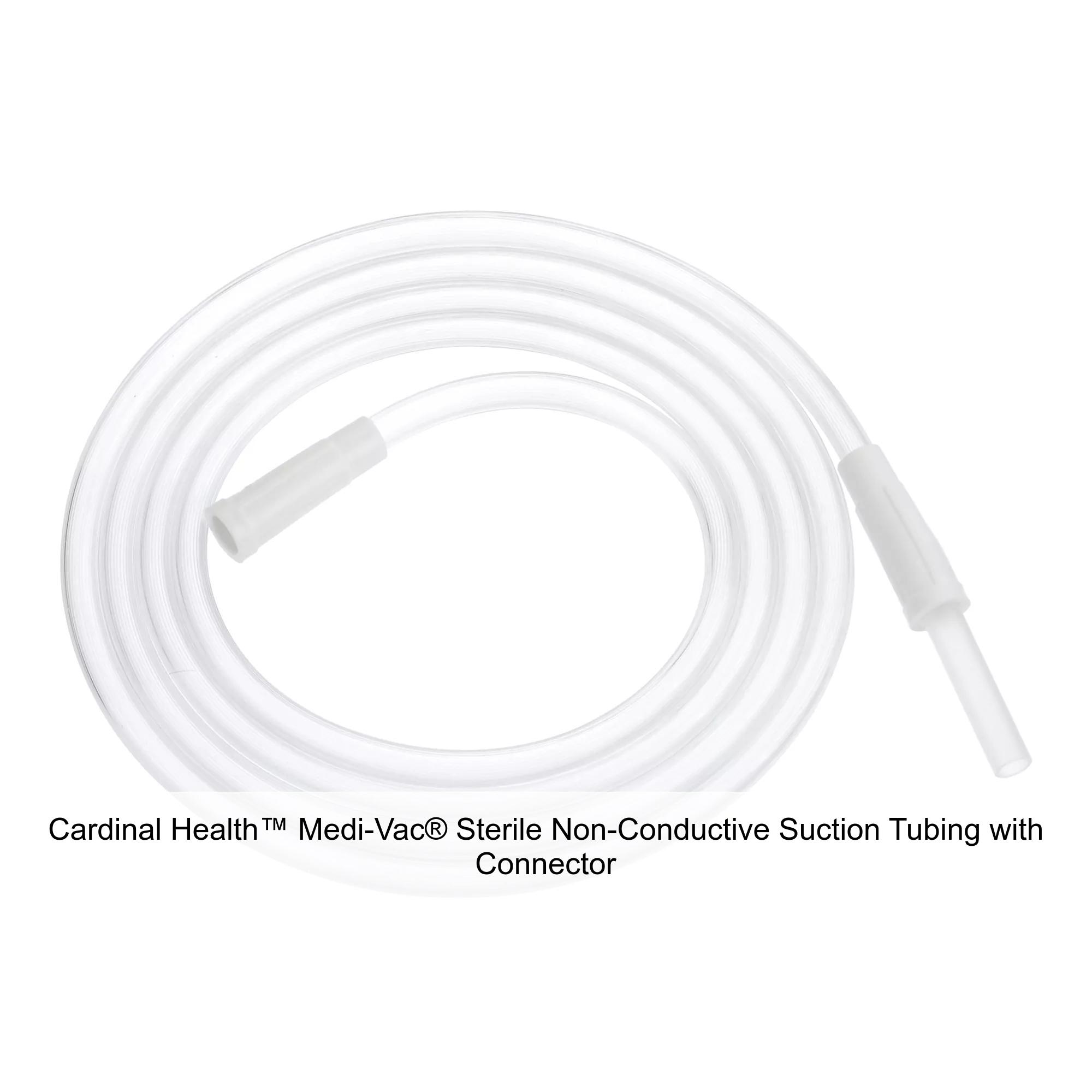 Cardinal Health™ Medi-Vac® Sterile Non-Conductive Suction Tubing with Connector,10FT, 1/4", Clear