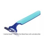 Cardinal Health™ Premium Twin Blade Razor with Lubricating Strip, Rubber Grip and Pivot Head, Blue