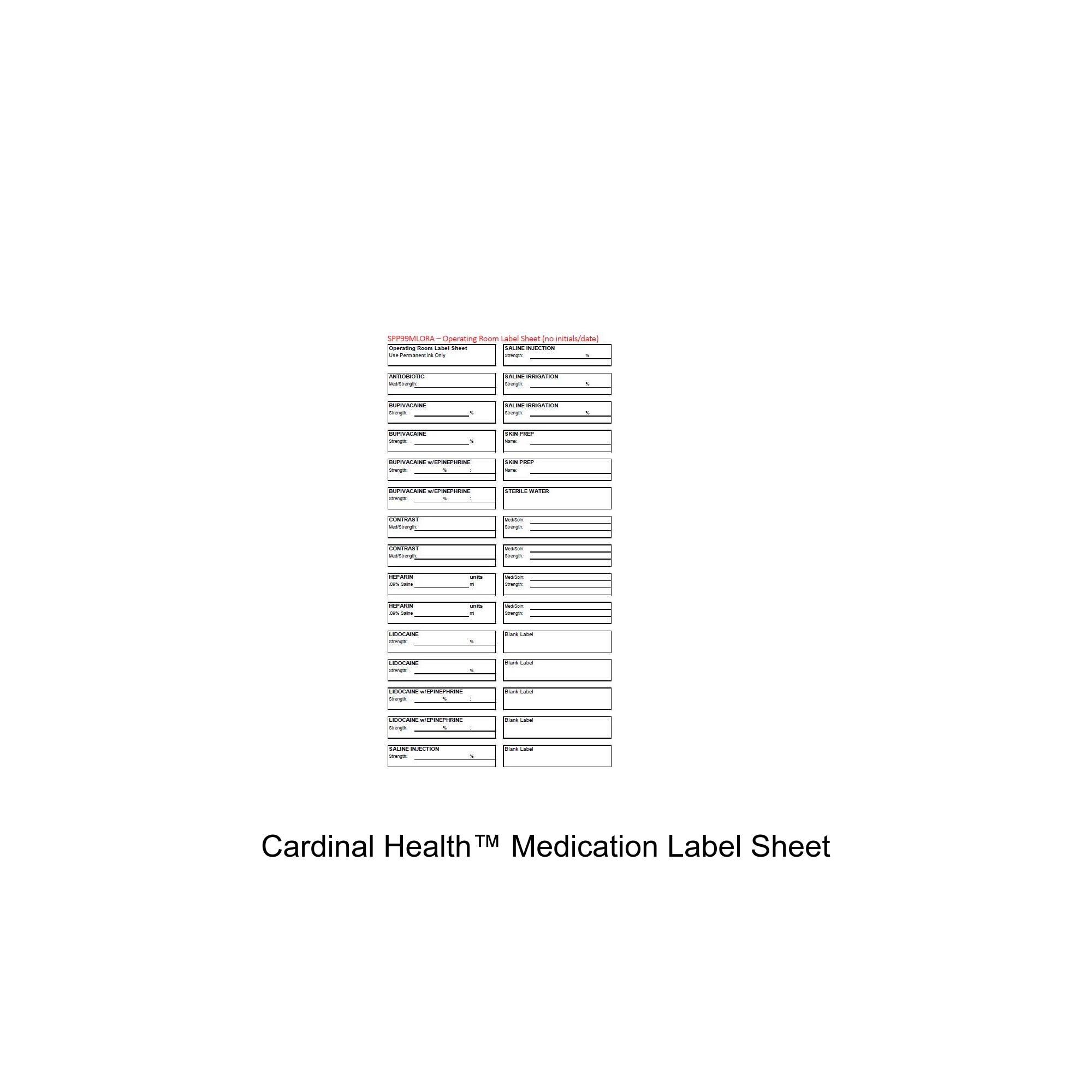 Cardinal Health™ Medication Label Sheet, Operating Room, 29 Labels Per ...