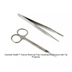 Cardinal Health™ Suture Removal Tray including Iris Scissors with Tip Protector, Straight, 4.5IN, Adson Forceps, Serrated, 4.75IN