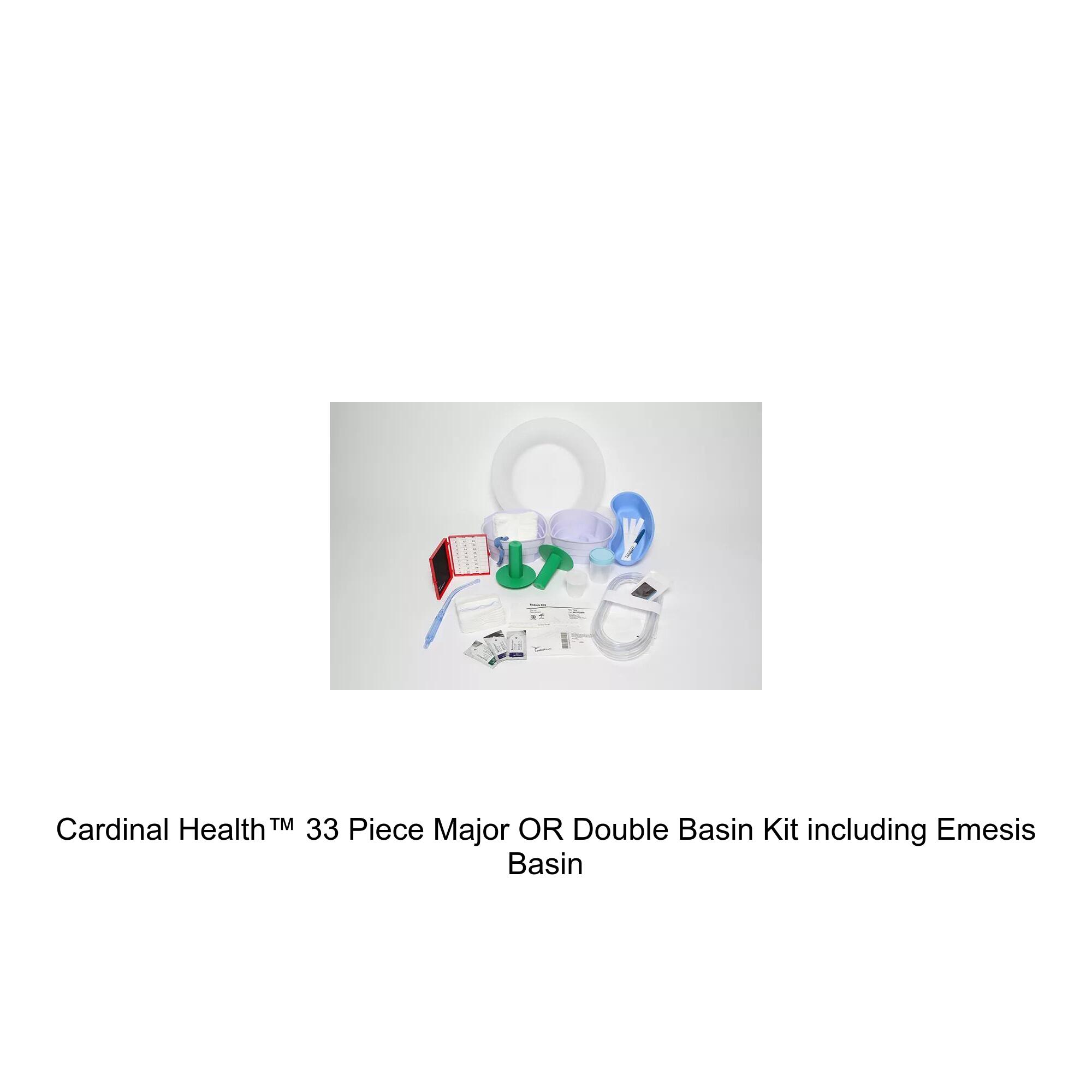 Cardinal Health™ 33 Piece Major OR Double Basin Kit including Emesis Basin, 700CC, CSR Wrap, 54 x 54IN and Light Handle Cover, Rigid